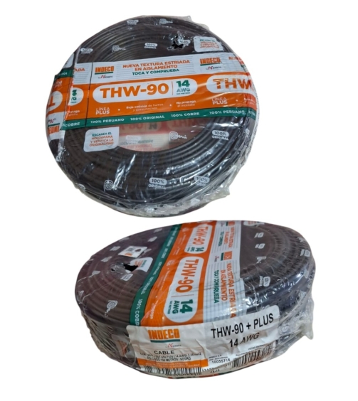Rollo de Cable THW-90 Plus 450750V 14AWG Indeco Negro 100 Metros