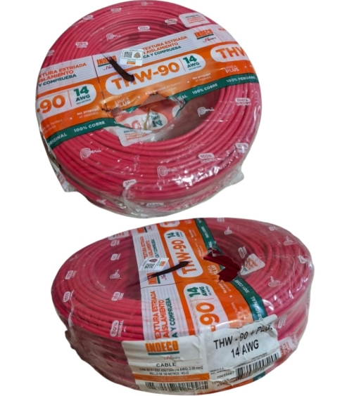 Rollo de Cable THW-90 Plus 450750V 14AWG Indeco Rojo 100 Metros